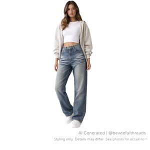 Mavi MAX 33x34 Y2K Baggy Straight Jeans Vintage Fade Streetwear